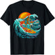 Skull Skeleton Surfer Wave Beach Vintage Funny 80s 80s T-Shirt - T-Shirt | Black