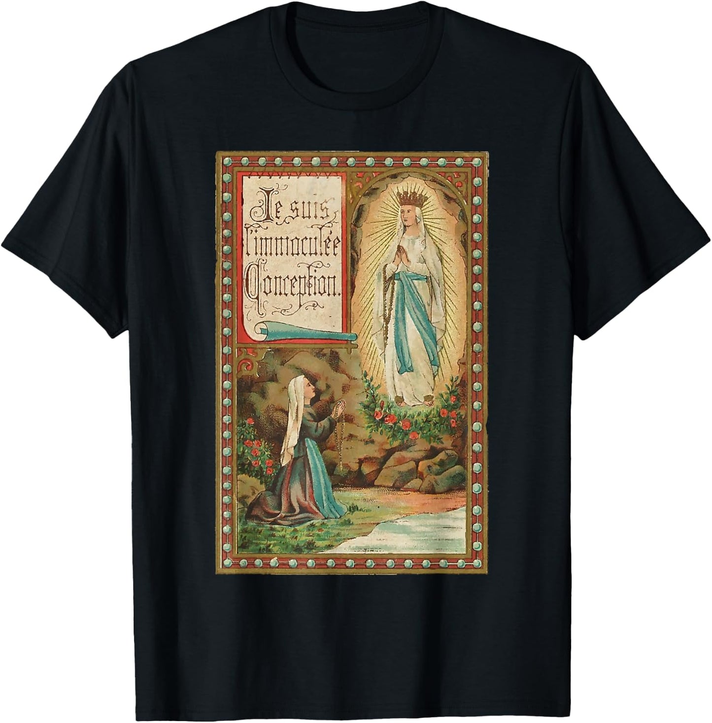 Immaculate Conception of Our Lady Lourdes T-Shirt - T-Shirt | Black