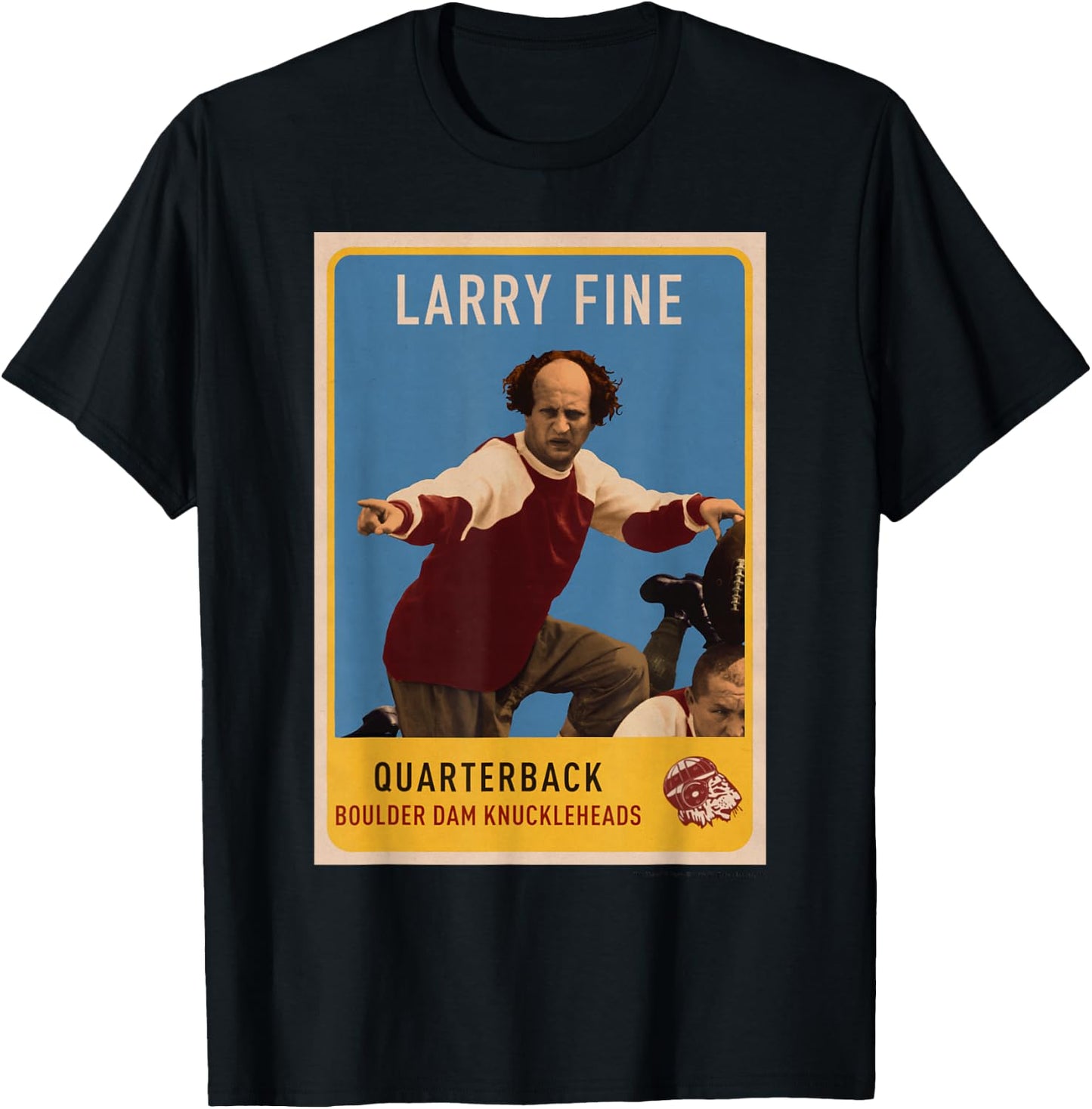 The Three Stooges - Men's Adult Black Football Cartoon T-Shirt - T-Shirt | Black