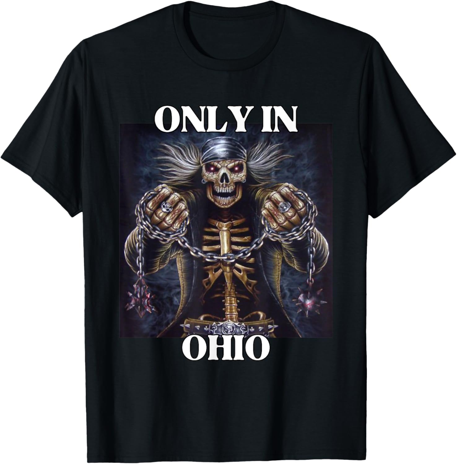 Ohio Funny Cringe Hard Skeleton Meme T-Shirt - T-Shirt | Black