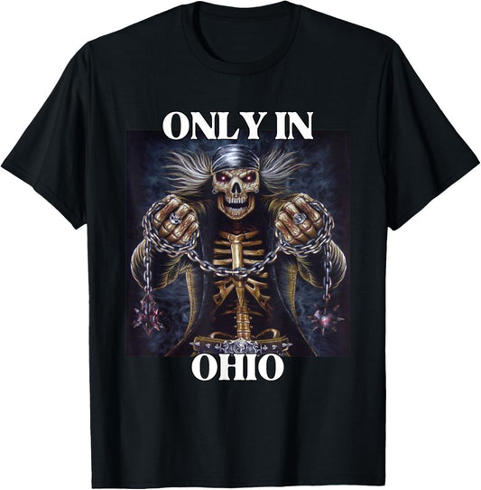 Ohio Funny Cringe Hard Skeleton Meme T-Shirt - T-Shirt | Black