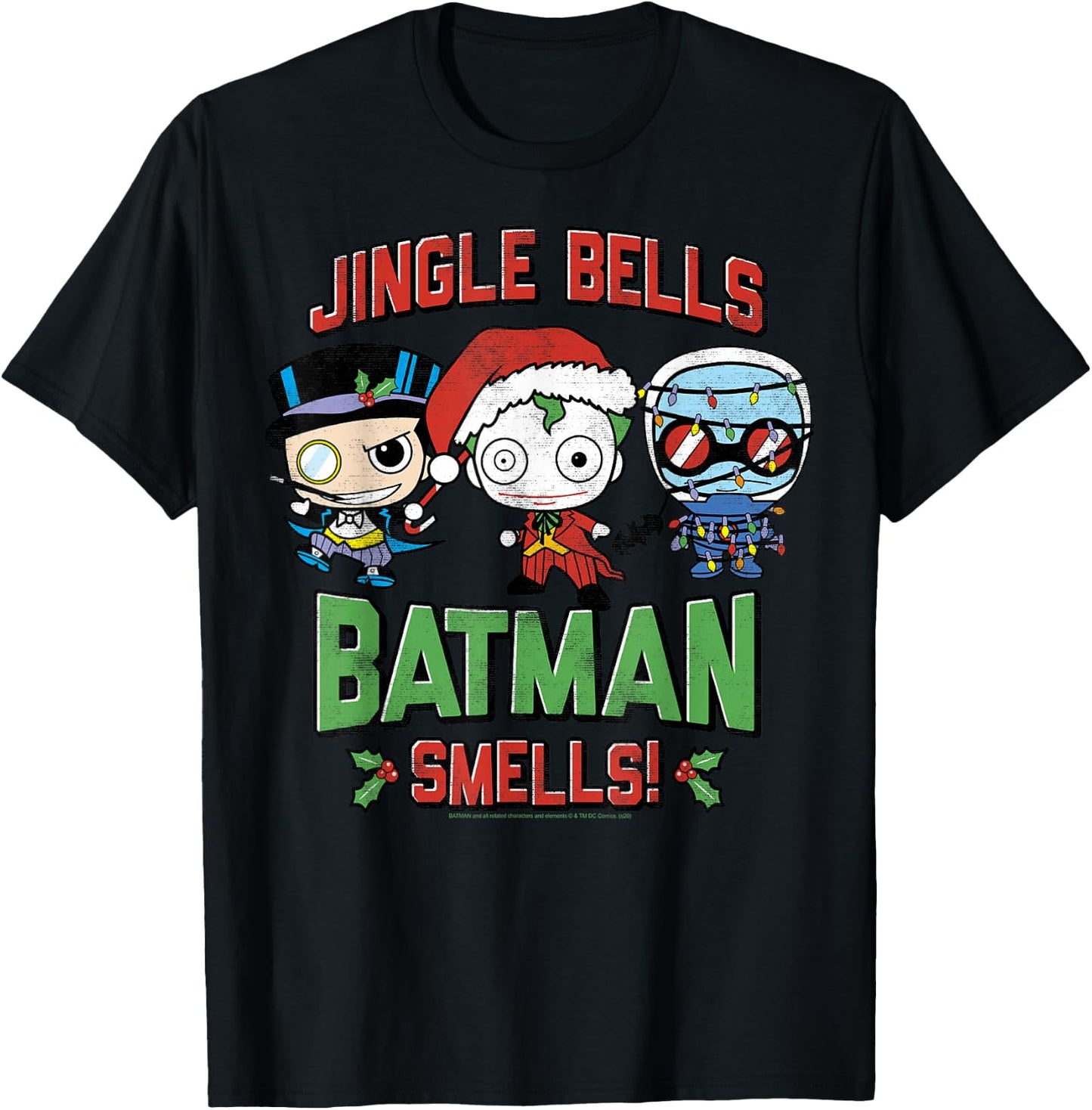 DC Comics Christmas Villains Jingle Bells Batman Smells T-Shirt - T-Shirt | Black