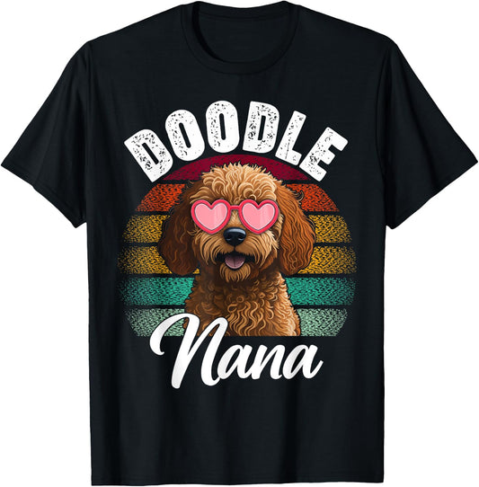 Retro Doodle Nana Goldendoodle Dog Lover Mothers Day Women T-Shirt - T-Shirt | Black