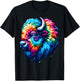 Cool Bison Spirit Animal Illustration Tie Dye Art T-Shirt - T-Shirt | Black