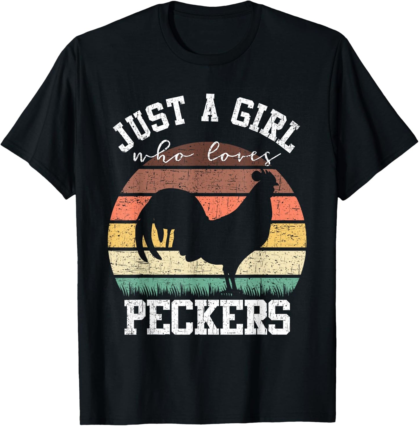 Just A Girl Who Loves Peckers Funny Chicken Farmer Lover T-Shirt - T-Shirt | Black