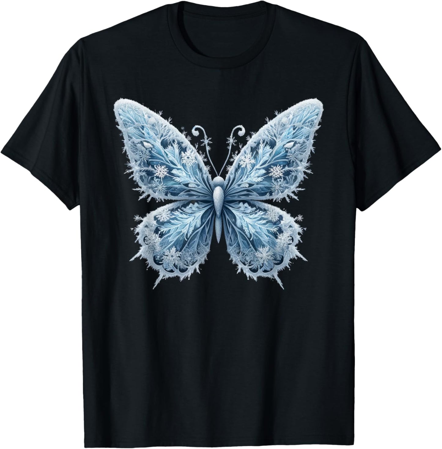 Ice Snow Flakes Butterfly Beautiful Butterflies T-Shirt - T-Shirt | Black