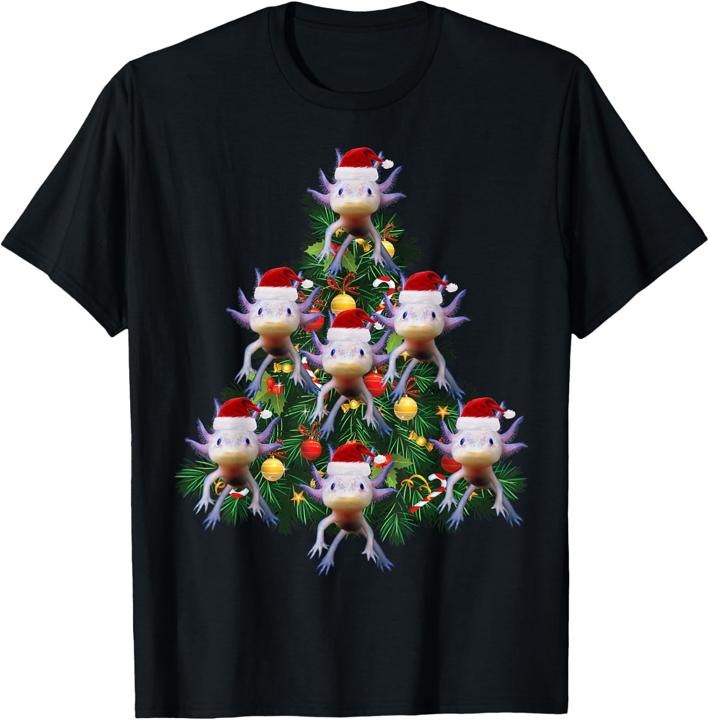 Axolotl Christmas Tree Edition: Gift Axolotl Lovers T-Shirt - T-Shirt | Black