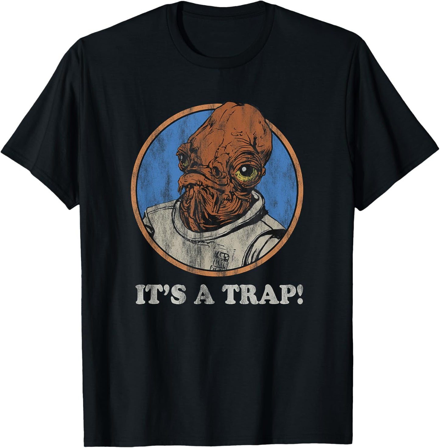 Star Wars Admiral Ackbar It's A Trap Distressed T-Shirt - T-Shirt | Black