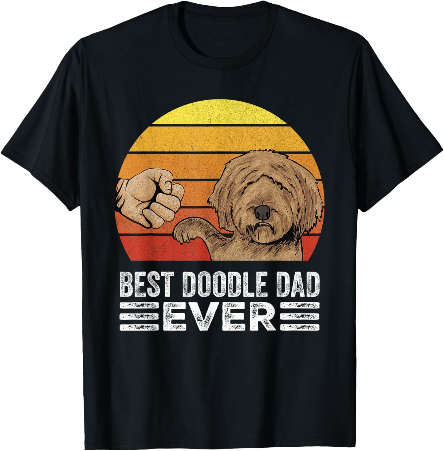 Retro Best Doodle Dad Ever Shirt Vintage Goldendoodle Dad T-Shirt - T-Shirt | Black