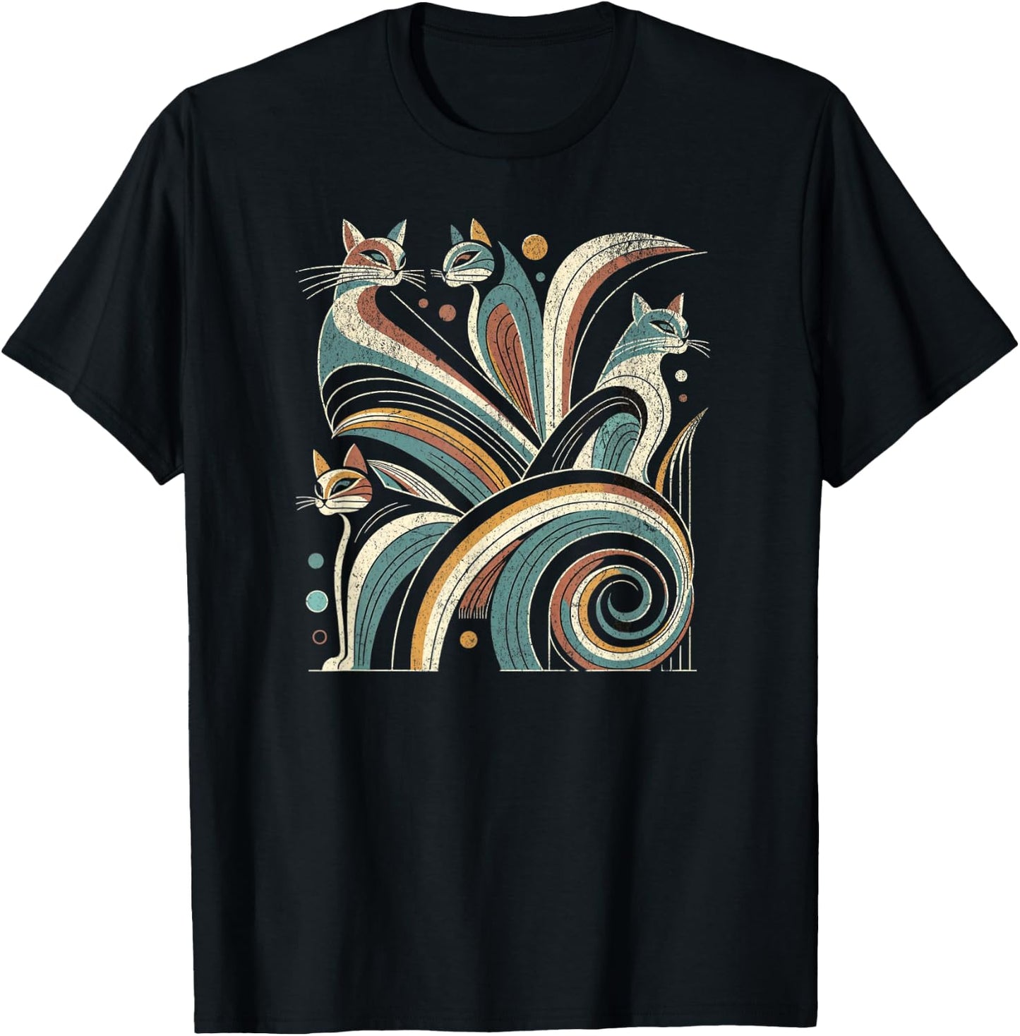 Vintage Retro Mid-Century Modern Look Cats 50s 60s Style T-Shirt - T-Shirt | Black