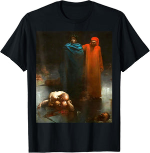 Urban Empyre Dante and Virgil in the Ninth Circle of Hell Gustave Dore T-Shirt - T-Shirt | Black