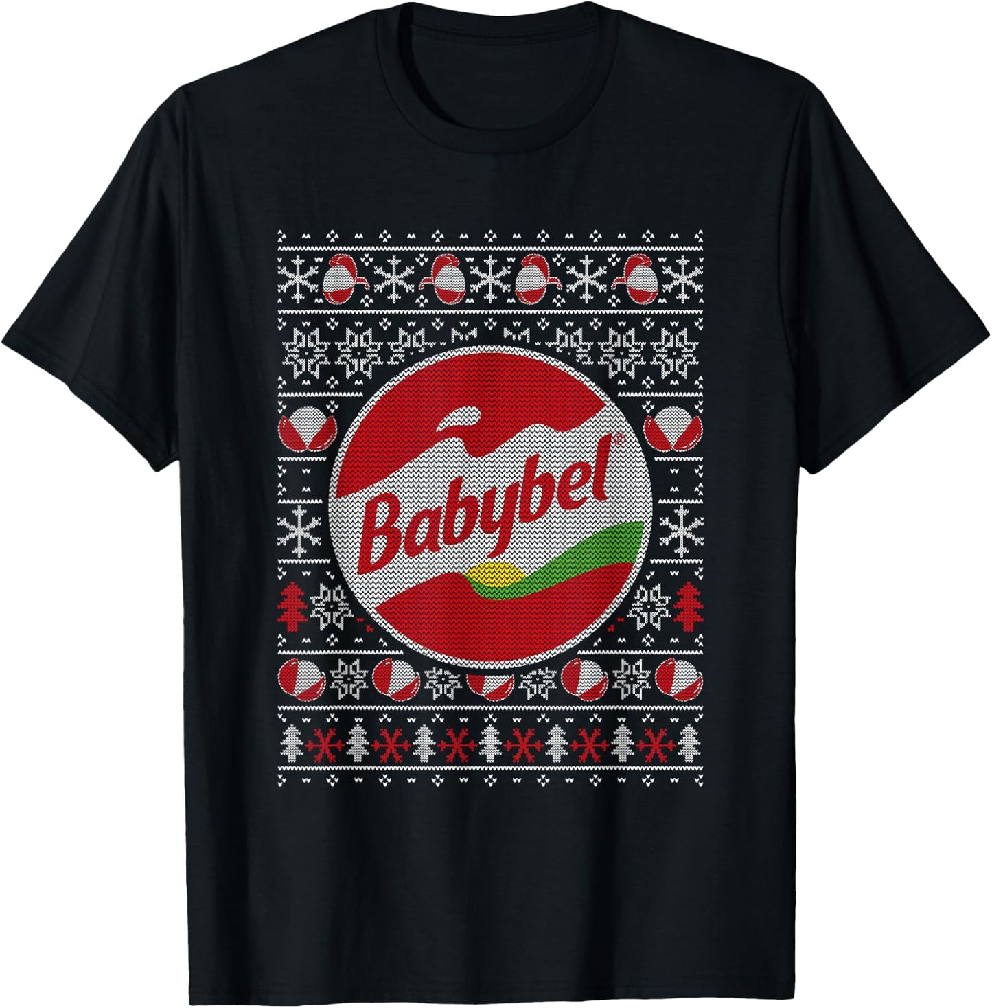 Babybel Christmas Knit Pattern T-Shirt - T-Shirt | Black