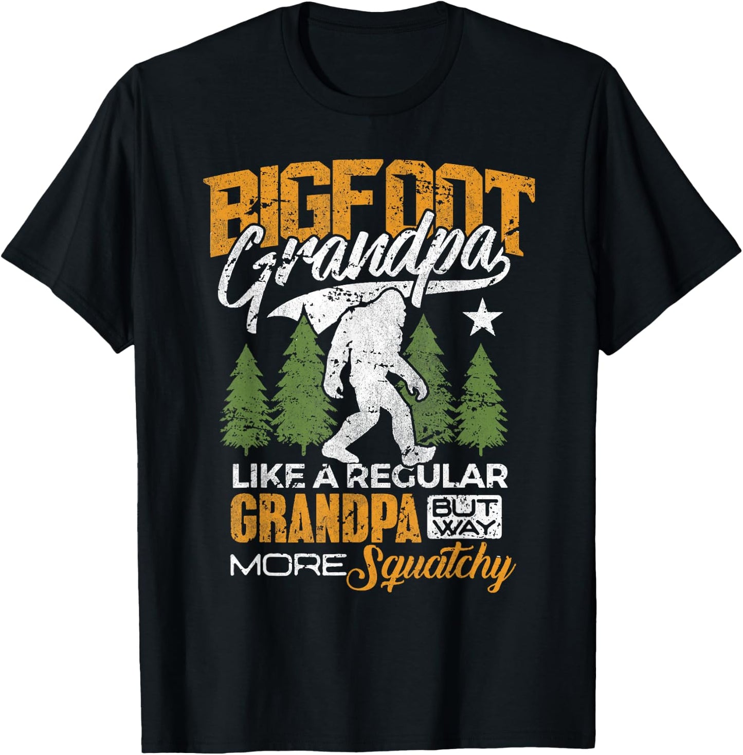 Bigfoot Grandpa Grandfather Sasquatch Yeti Camping T-Shirt - T-Shirt | Black