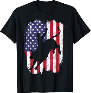 BullRiding American Flag Rodeo Patriotic T-Shirt - T-Shirt | Black