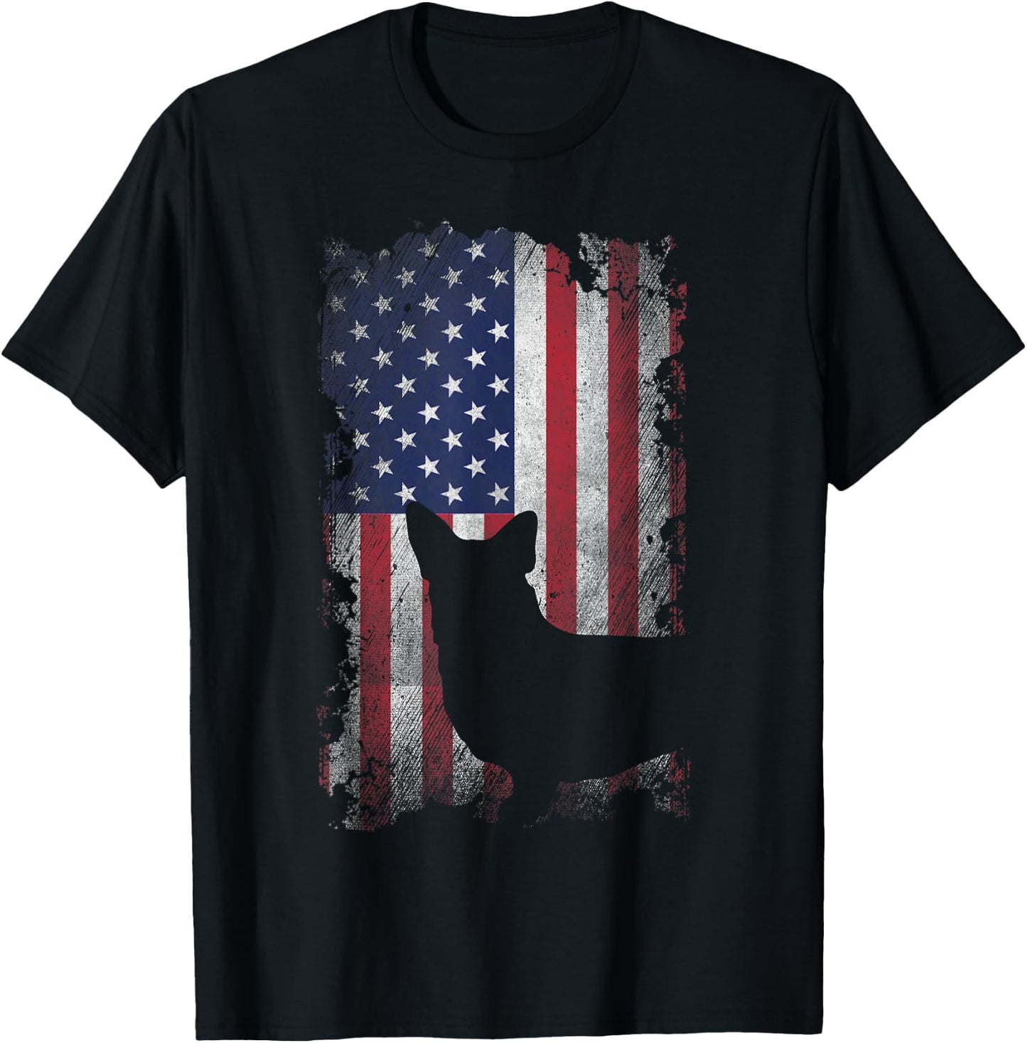 Patriotic Corgi American Flag USA Cute Cool Corgi Dog Lover Women Kids Men T-Shirt - T-Shirt | Black