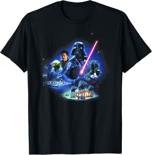 Star Wars The Empire Strikes Back 40th Group Shot Galaxy T-Shirt - T-Shirt | Black
