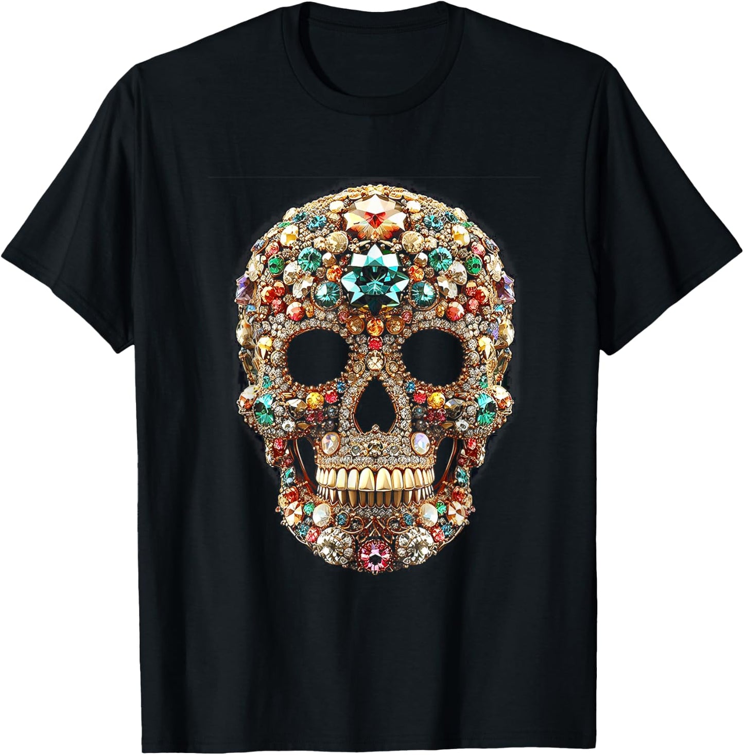 Vintage Shining Diamonds Luxury Antique skull Funny Gift T-Shirt - T-Shirt | Black