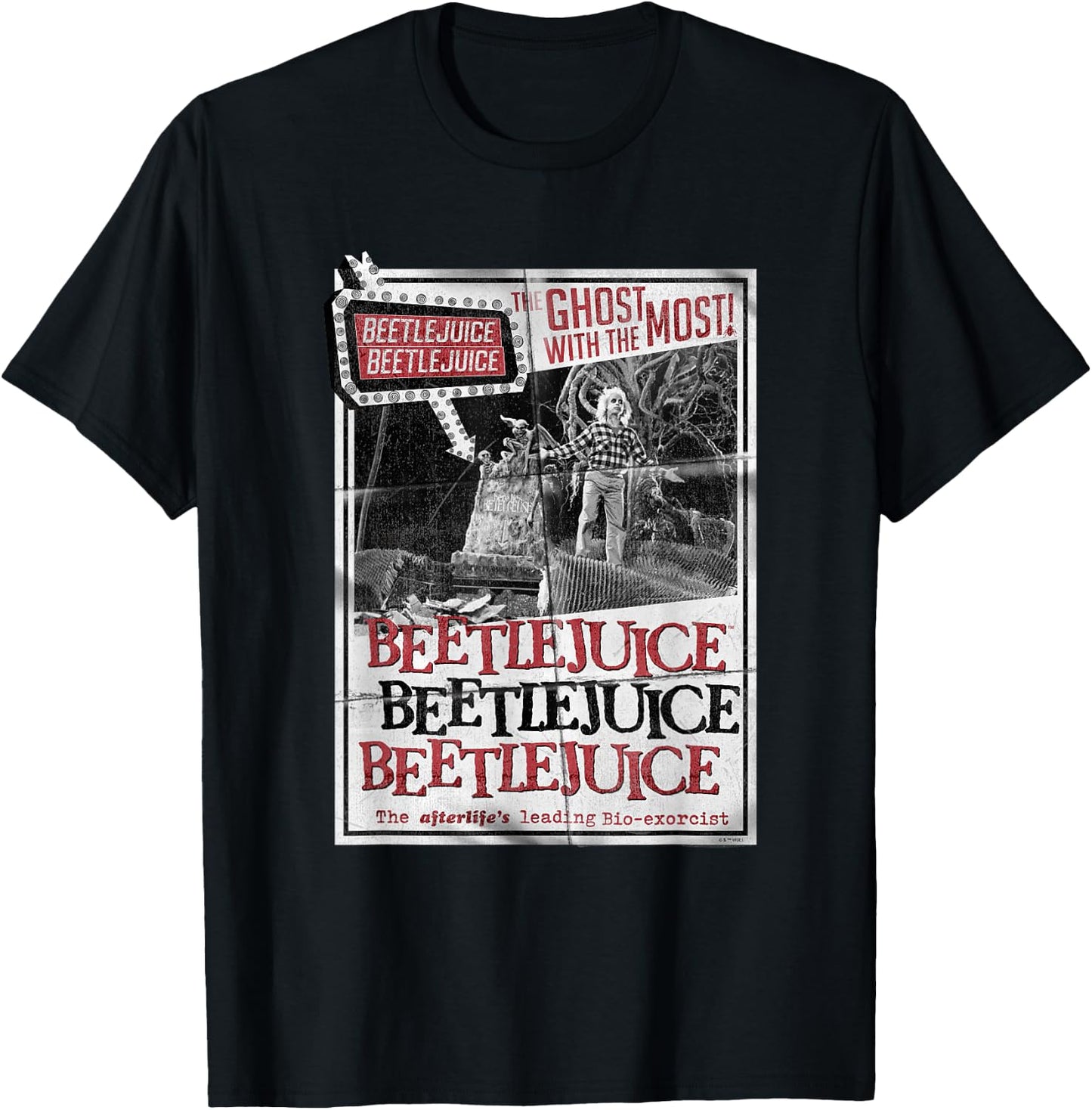 Beetlejuice Vintage Retro Ghost With The Most Faded Flyer T-Shirt - T-Shirt | Black
