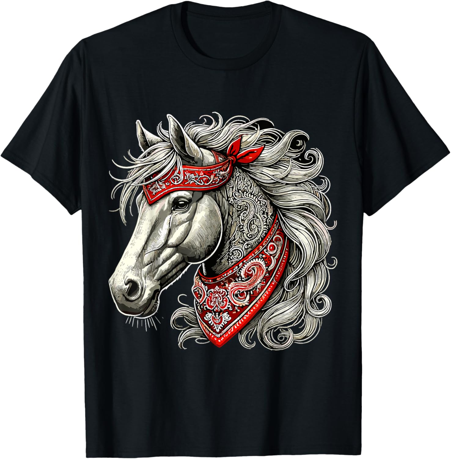 Horse with Bandana T-Shirt - T-Shirt | Black
