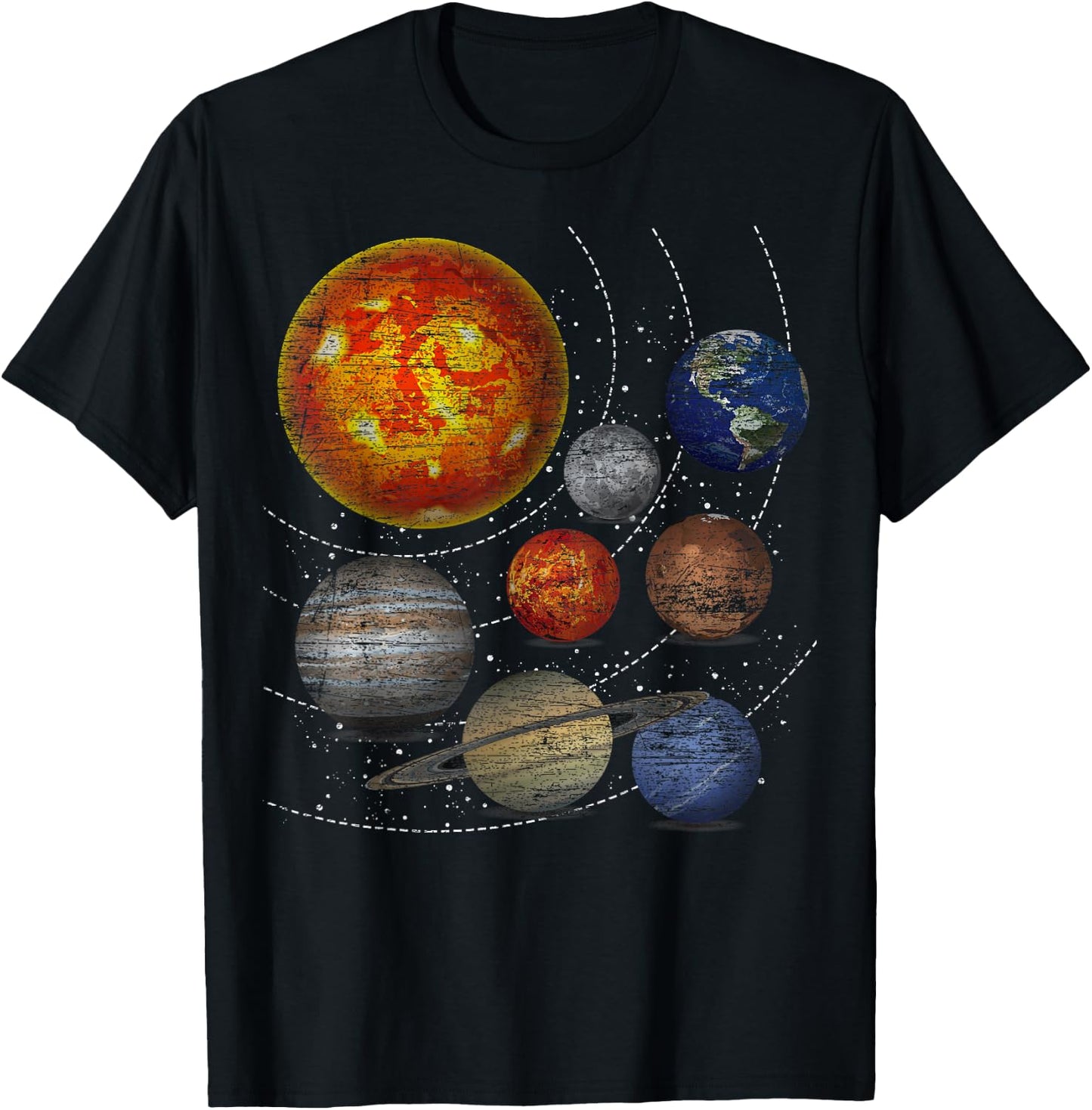 Planets Sun Universe Astronomy Space Solar System T-Shirt - T-Shirt | Black