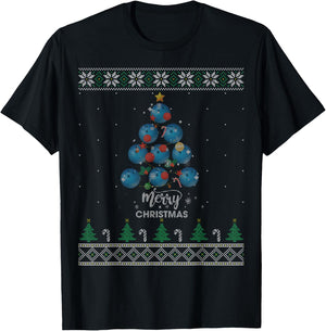 Bowling Christmas Tree Xmas Gift Bowling Lovers T-Shirt - T-Shirt | Black