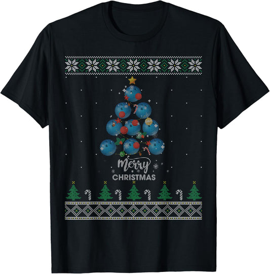 Bowling Christmas Tree Xmas Gift Bowling Lovers T-Shirt - T-Shirt | Black