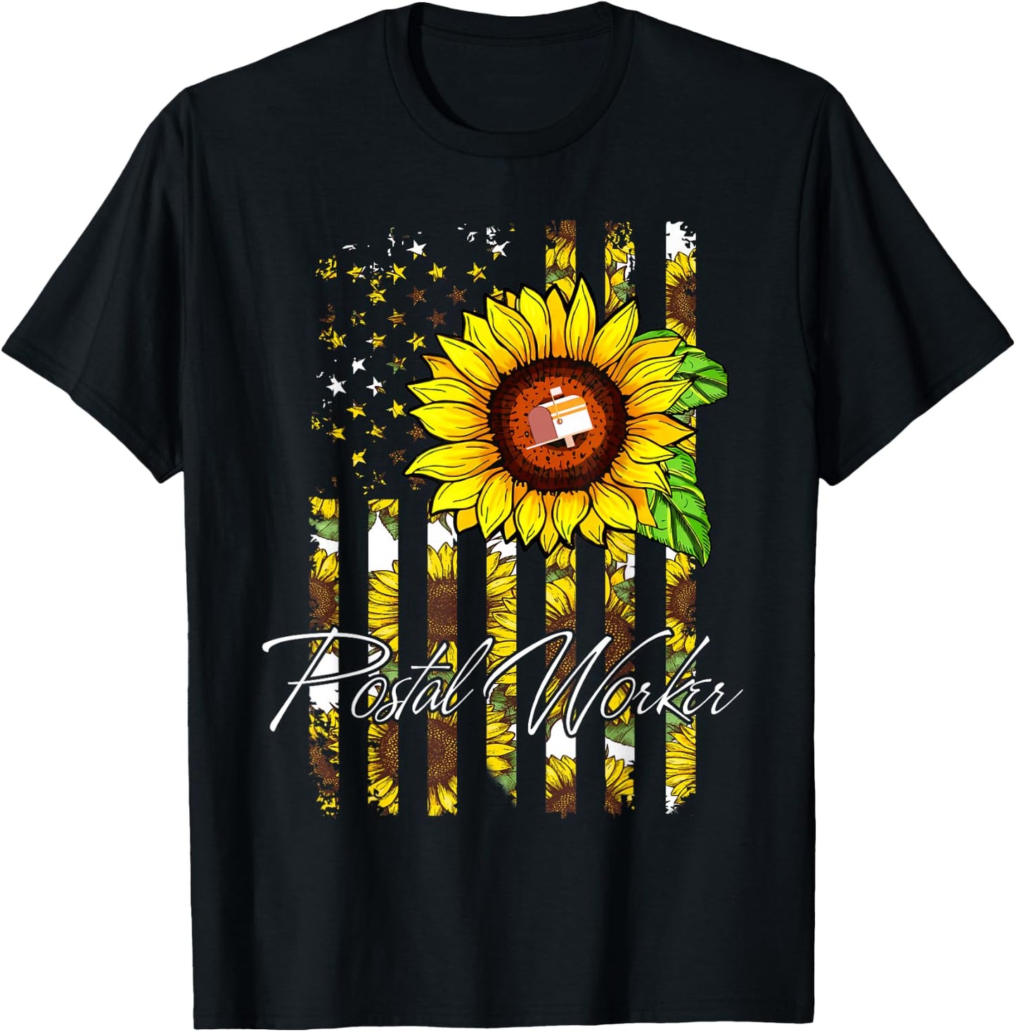 Postal Worker Sunflower Funny Gifts T-Shirt - T-Shirt | Black