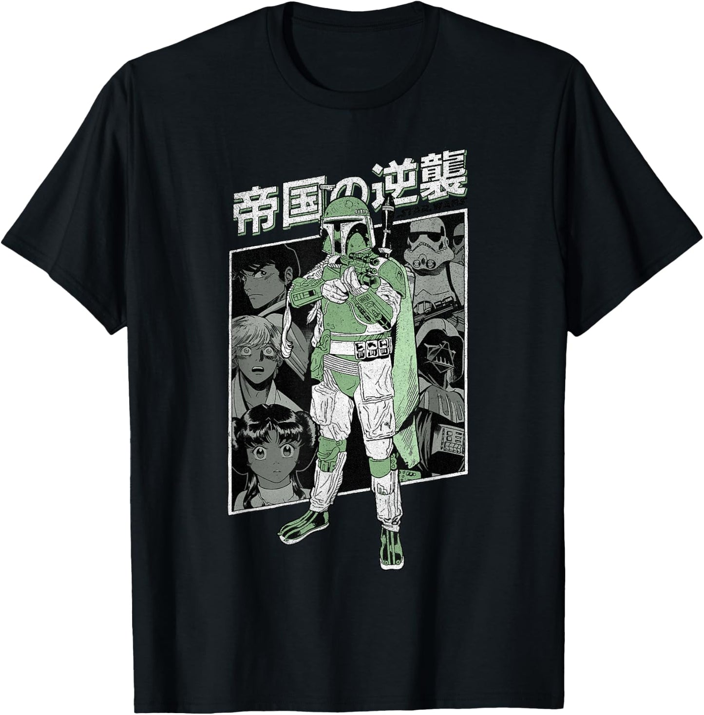 Star Wars Boba Fett Kanji Anime Poster T-Shirt - T-Shirt | Black