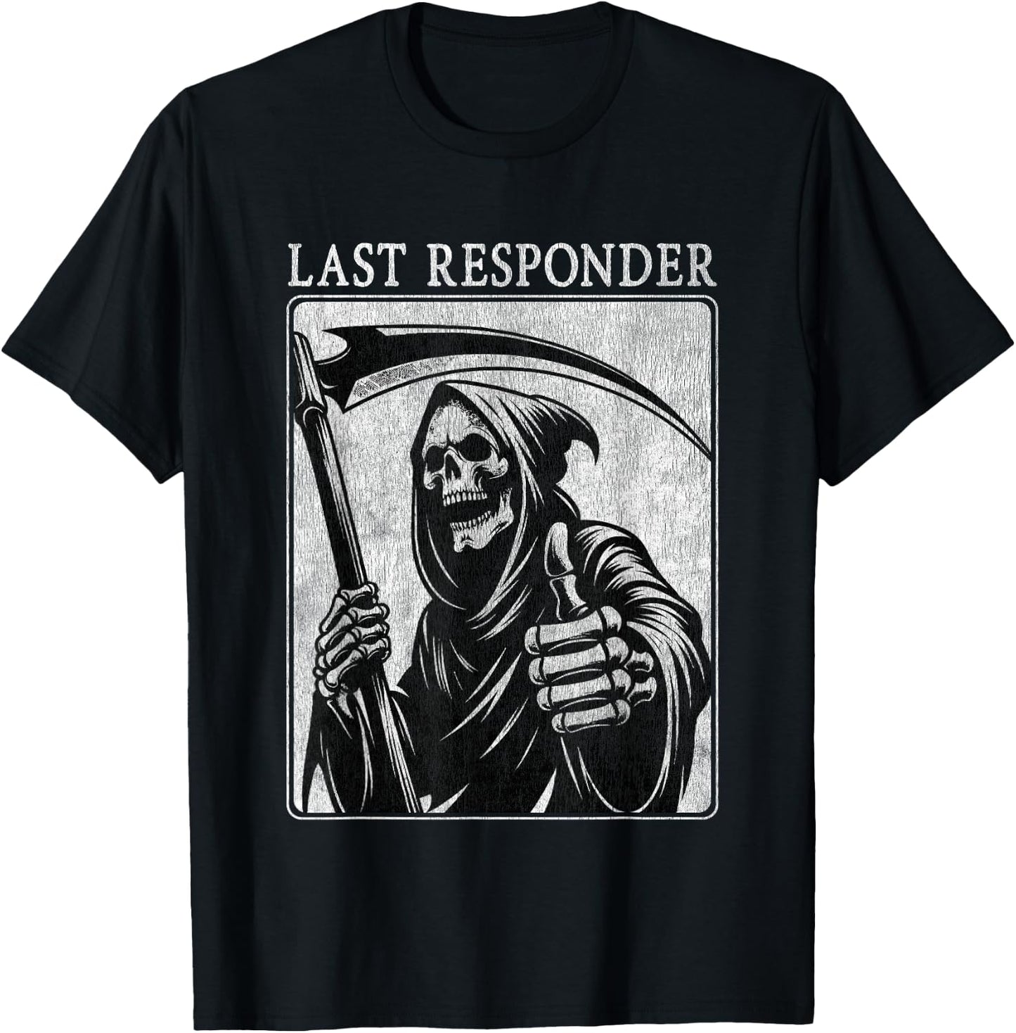 Last Responder Grim Reaper Distressed T-Shirt - T-Shirt | Black