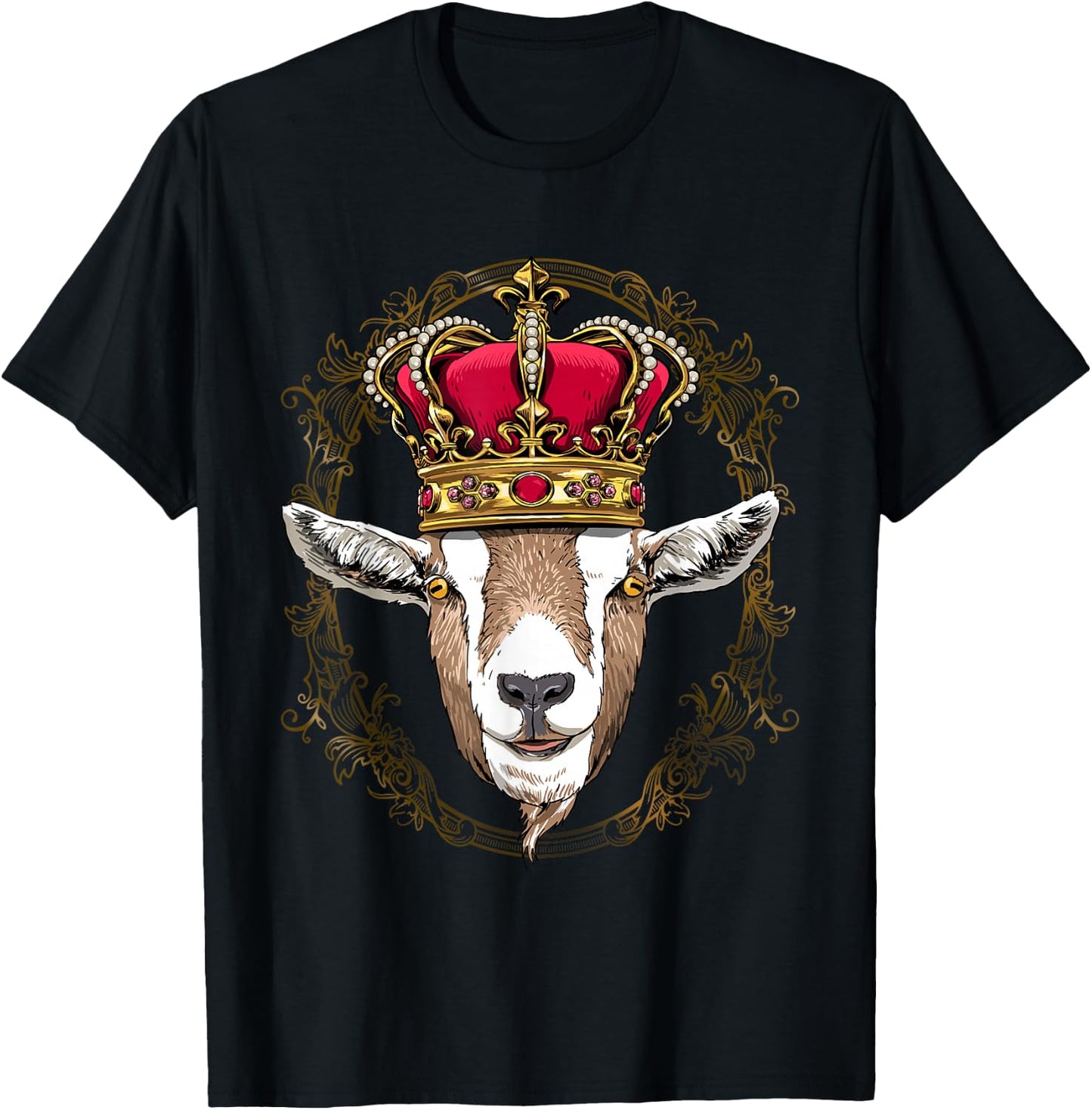 King Goat Wearing Crown - Queen Goat Animal T-Shirt - T-Shirt | Black