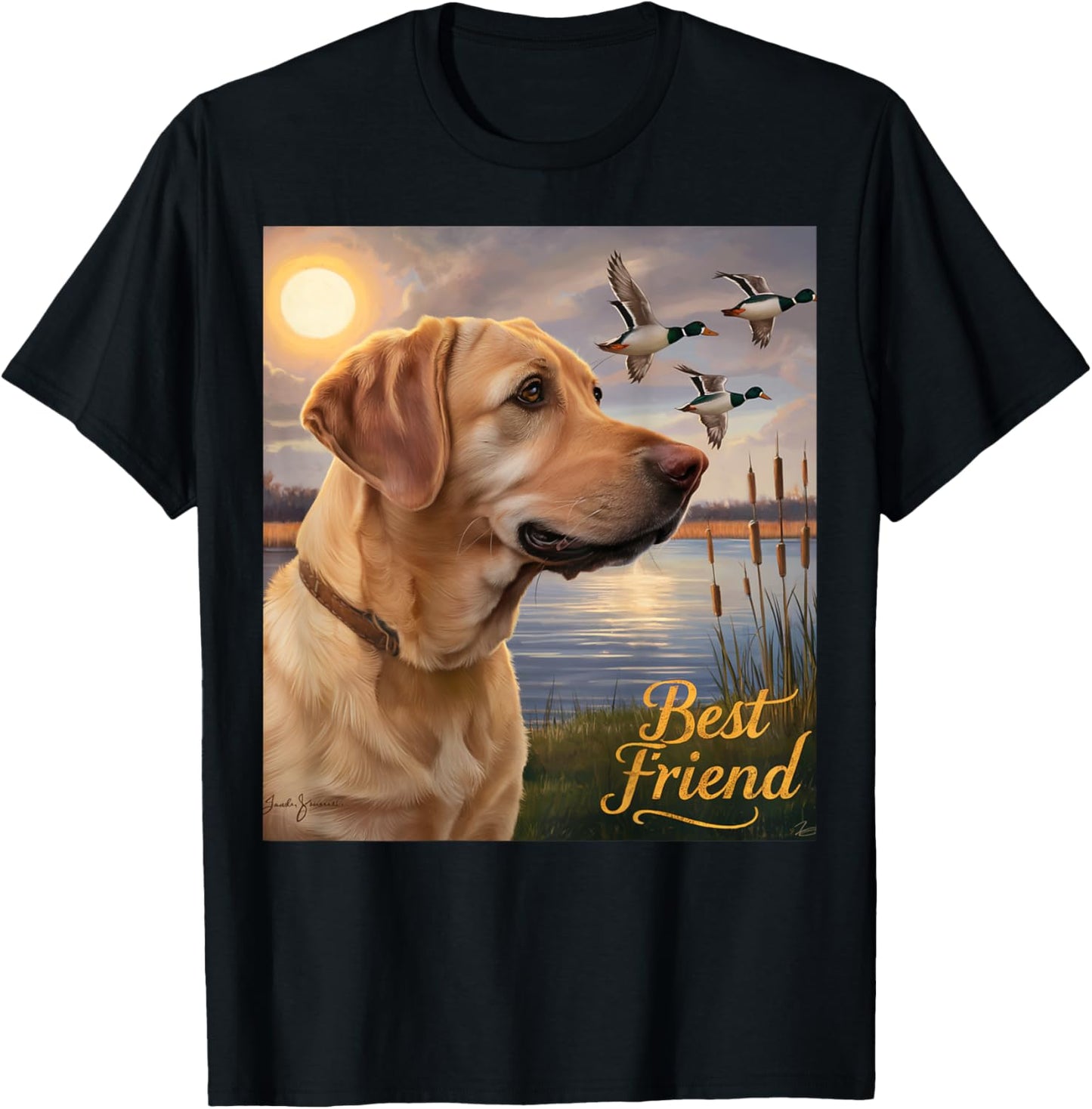 Hunting Yellow Labrador Ducks Geese Dog Lab Hunting. Women T-Shirt - T-Shirt | Black