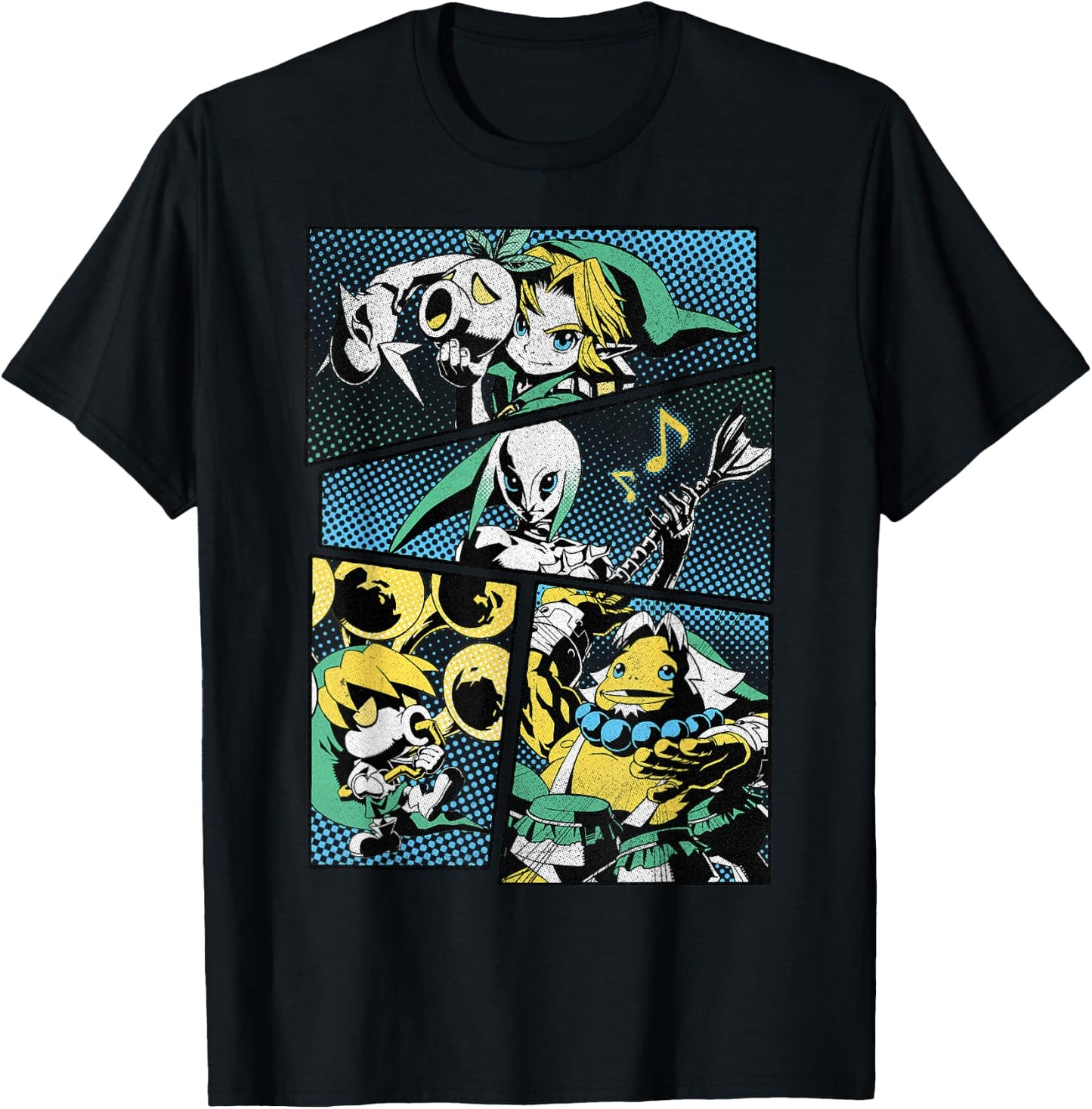 The Legend of Zelda: Majora's Mask Manga Link Hyrule Panels T-Shirt - T-Shirt | Black