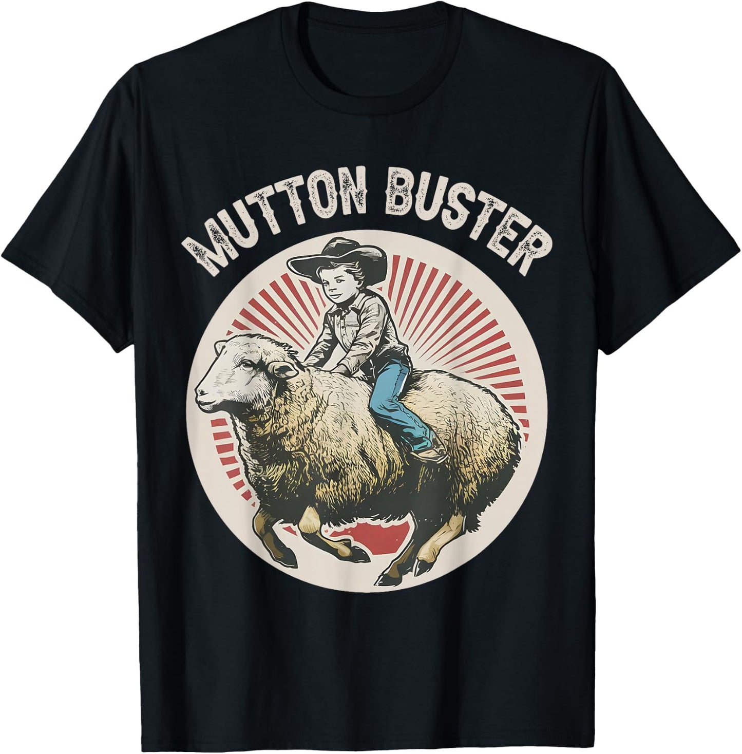 Mutton Buster Mutton Busting Sheep Riding Texas Rodeo Kids T-Shirt - T-Shirt | Black