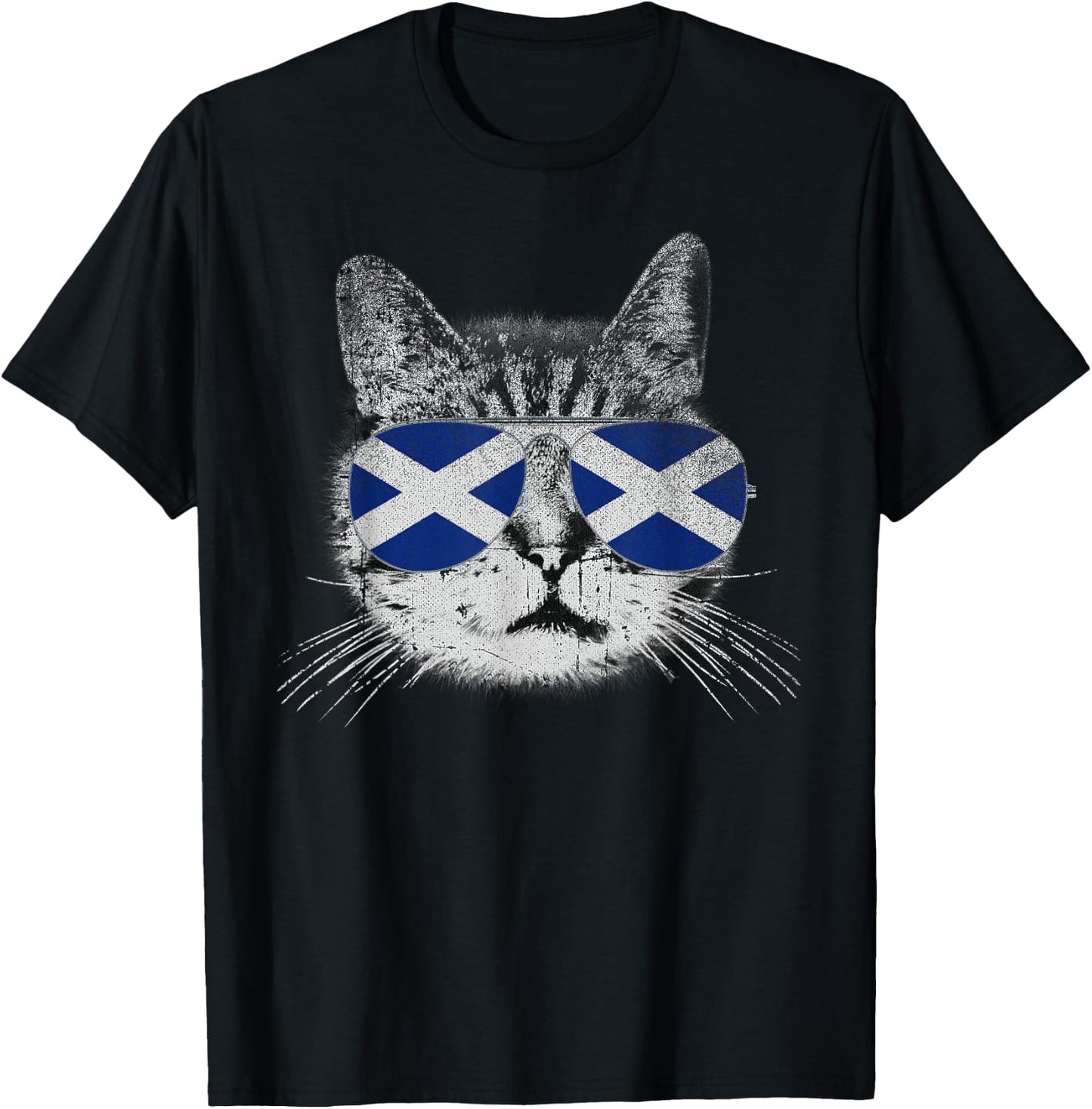 Cat Shirt Scottish Scotland Flag Country Retro Funny T-Shirt - T-Shirt | Black