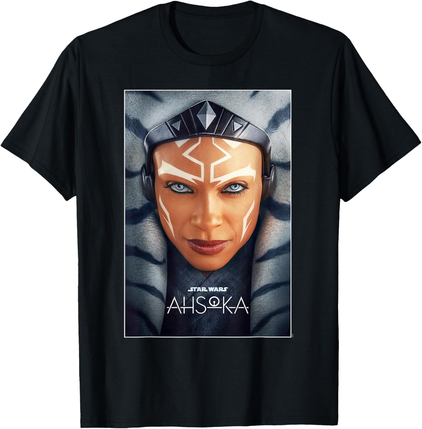 Star Wars Ahsoka Tano Face & Logo Series Poster Art Disney+ T-Shirt - T-Shirt | Black