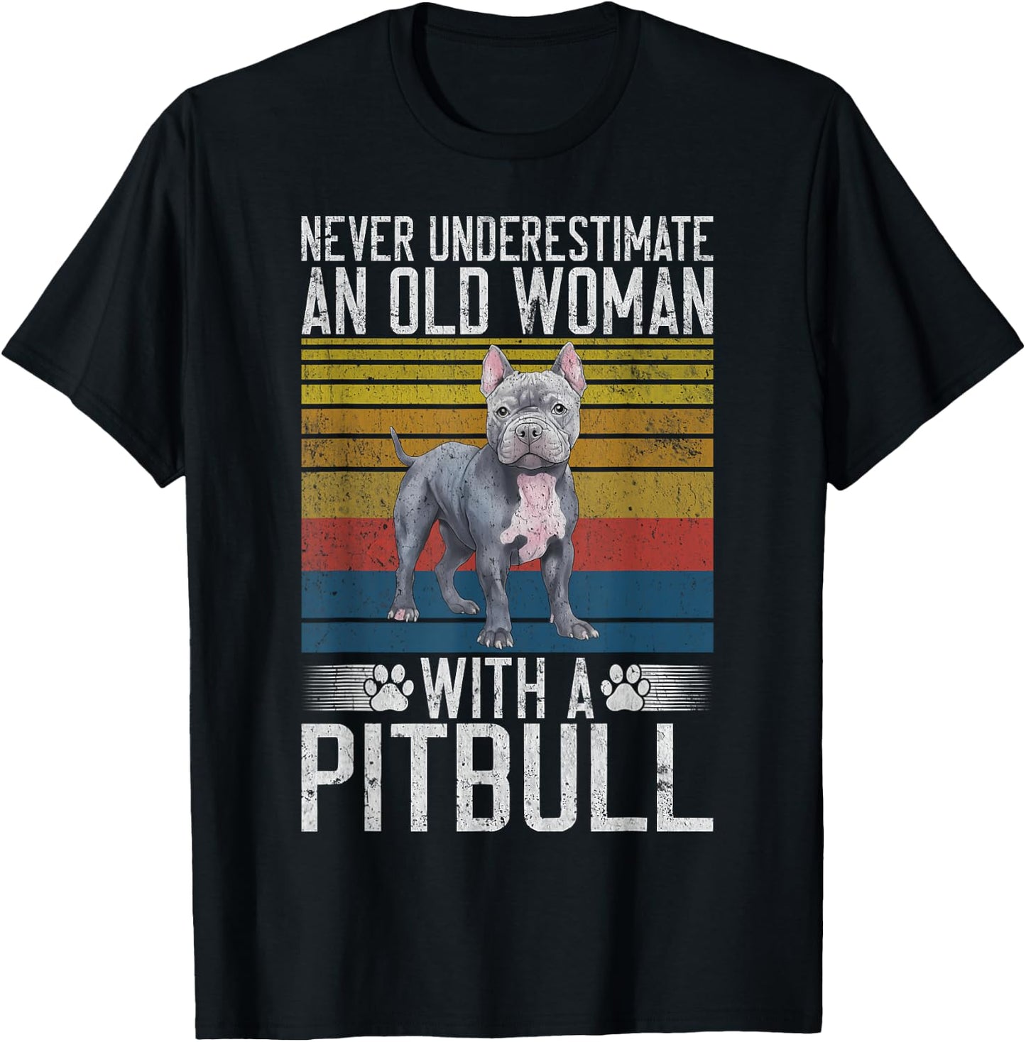 Never underestimate an old Woman with a Pitbull T-Shirt - T-Shirt | Black