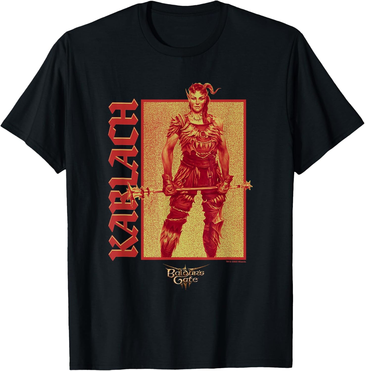 Dungeons & Dragons Karlach Confident Pose Big Chest Poster T-Shirt - T-Shirt | Black