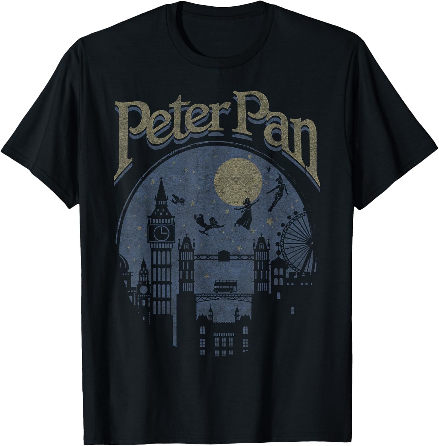 Disney Peter Pan Group Shot London Night Silhouette T-Shirt - T-Shirt | Black