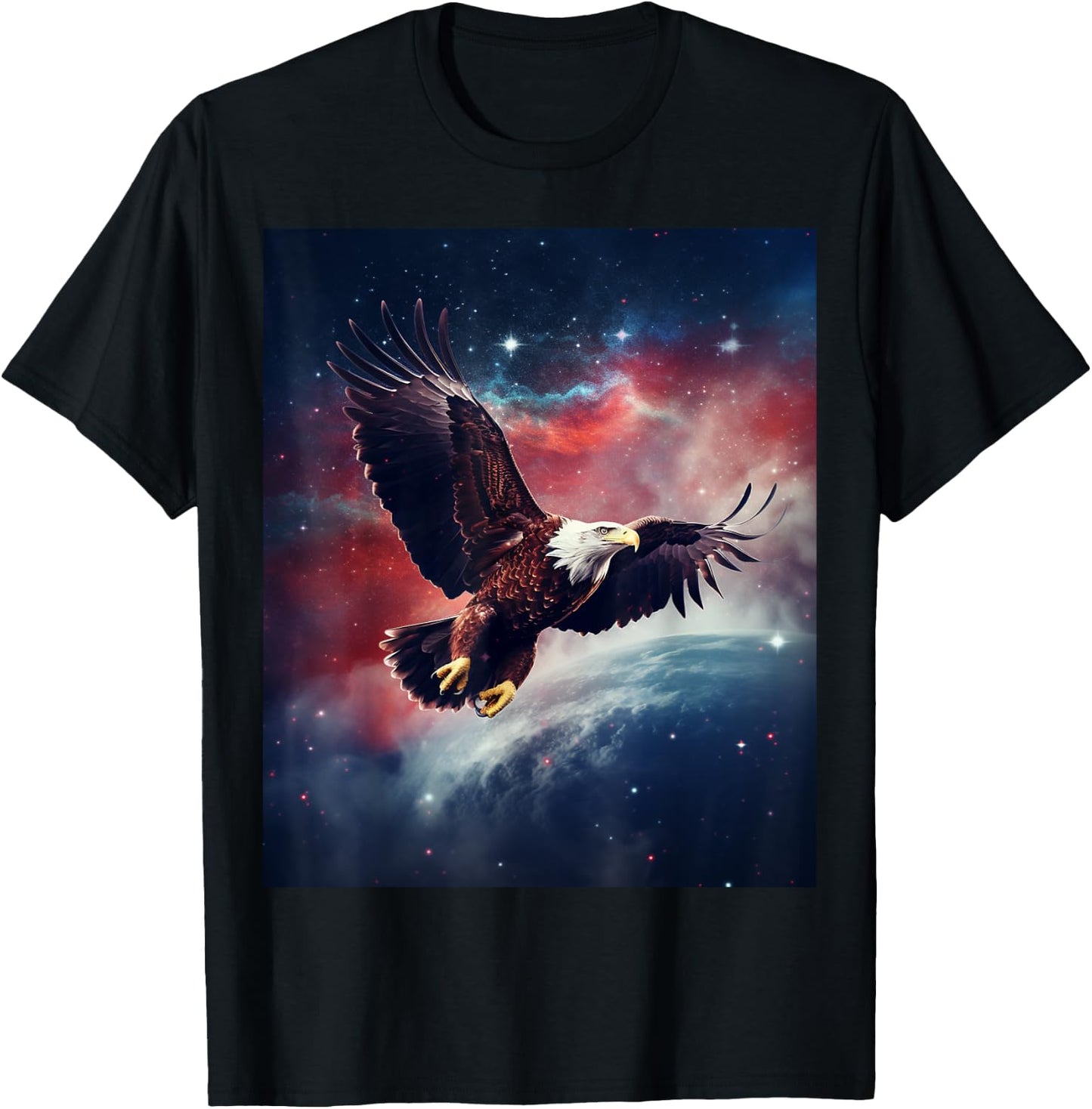 BORN Majestic Flying American Bald Eagle - Adults - Black - Small - - Short Sleeve T-Shirt - T-Shirt | Black