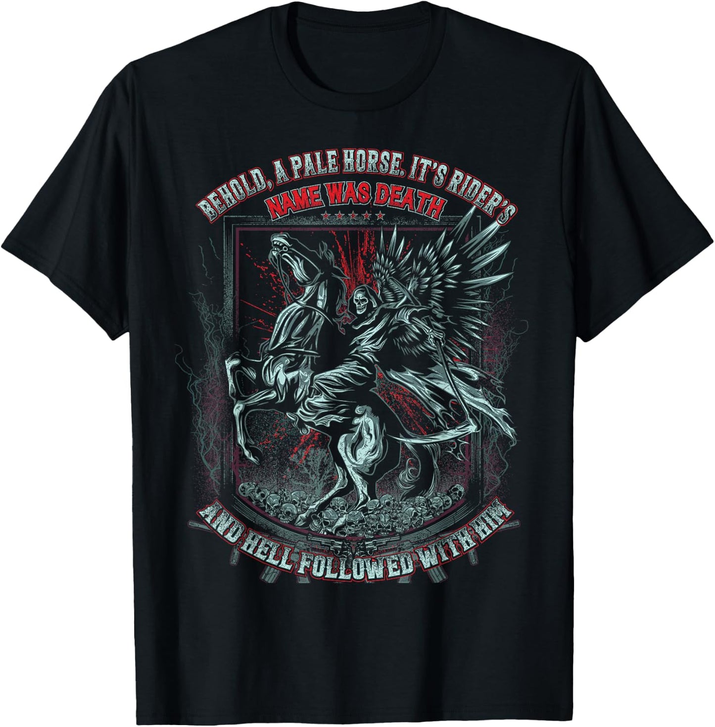 Pale Horse Rider His Name was Death T-Shirt - T-Shirt | Black