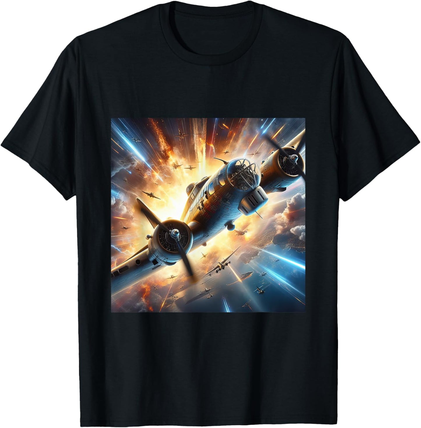 B-17 Flying Fortress WWII B17 USA Warplane T-Shirt - T-Shirt | Black