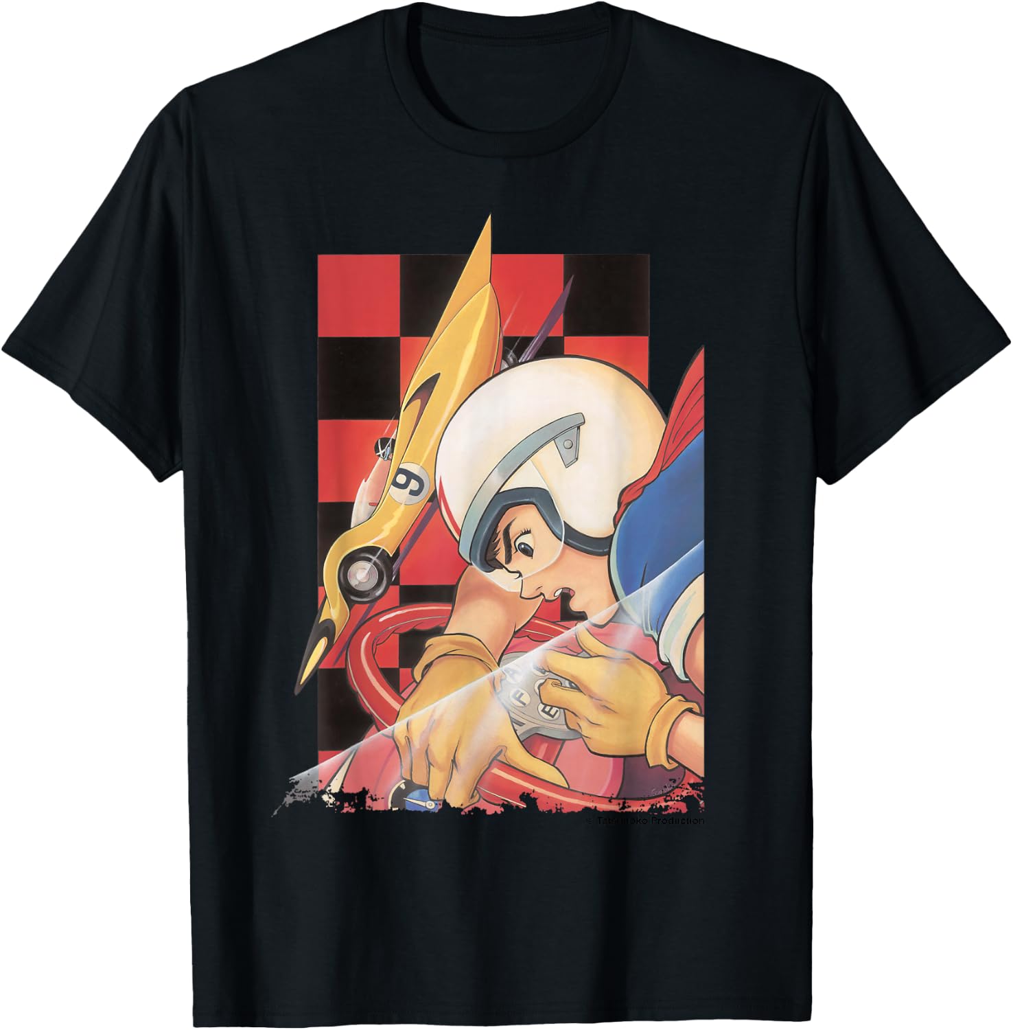 Manga Speed Racer Red Checkered T-Shirt - T-Shirt | Black