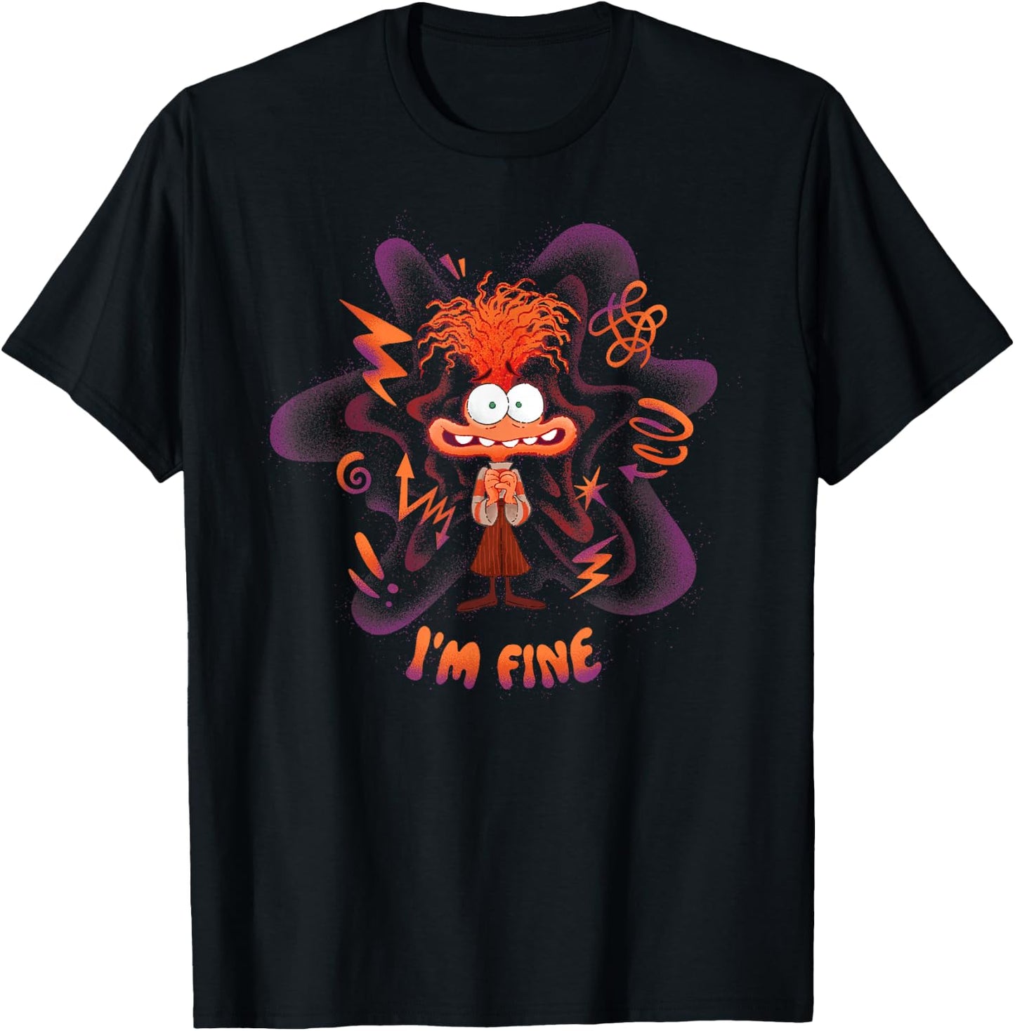 Disney Pixar Inside Out 2 I'm Fine Emotional Anxiety Poster T-Shirt - T-Shirt | Black