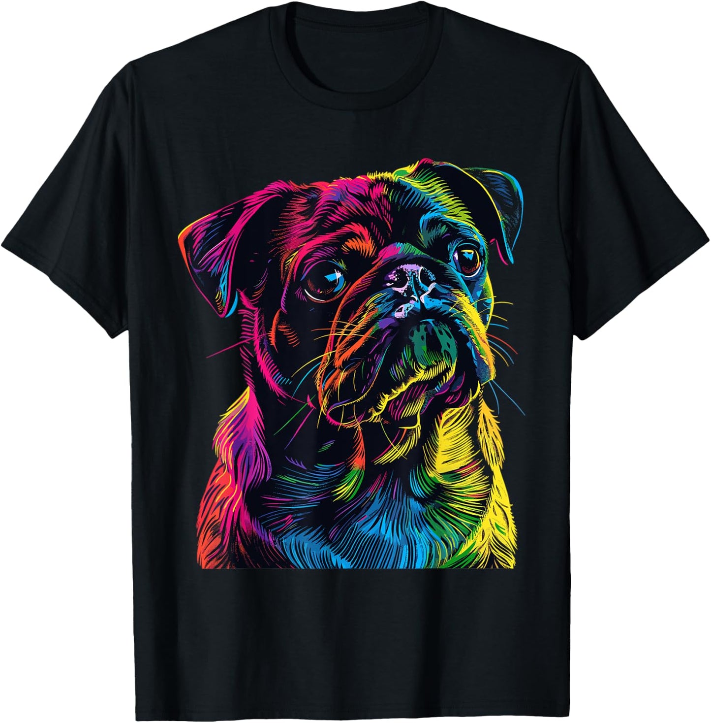 Pug Pop Art Colorful Portrait for Dog Lovers Women Kids T-Shirt - T-Shirt | Black