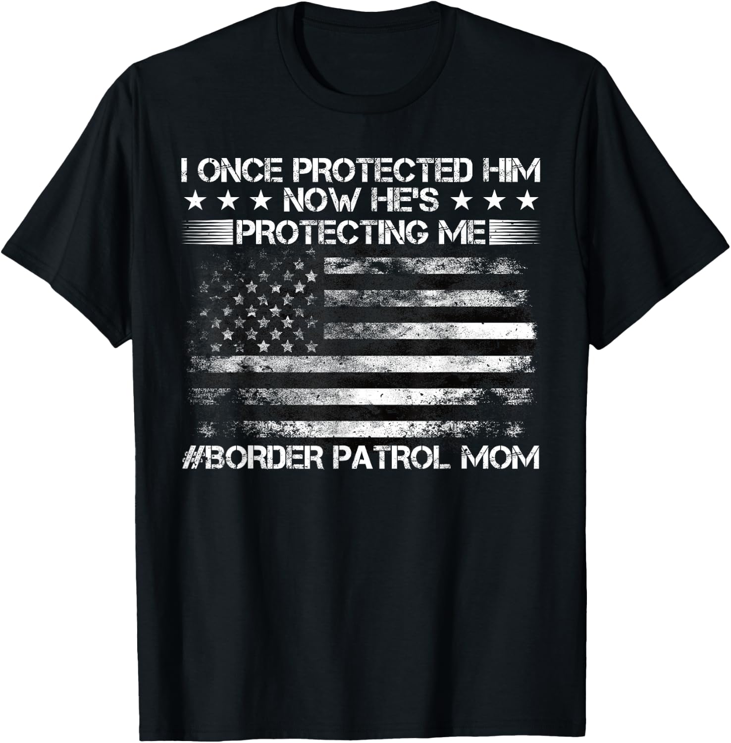 Border Patrol Agent, Green Line US Flag Border Patrol Mom T-Shirt - T-Shirt | Black