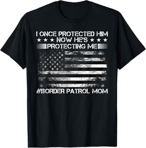 Border Patrol Agent, Green Line US Flag Border Patrol Mom T-Shirt - T-Shirt | Black