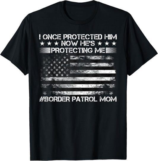 Border Patrol Agent, Green Line US Flag Border Patrol Mom T-Shirt - T-Shirt | Black