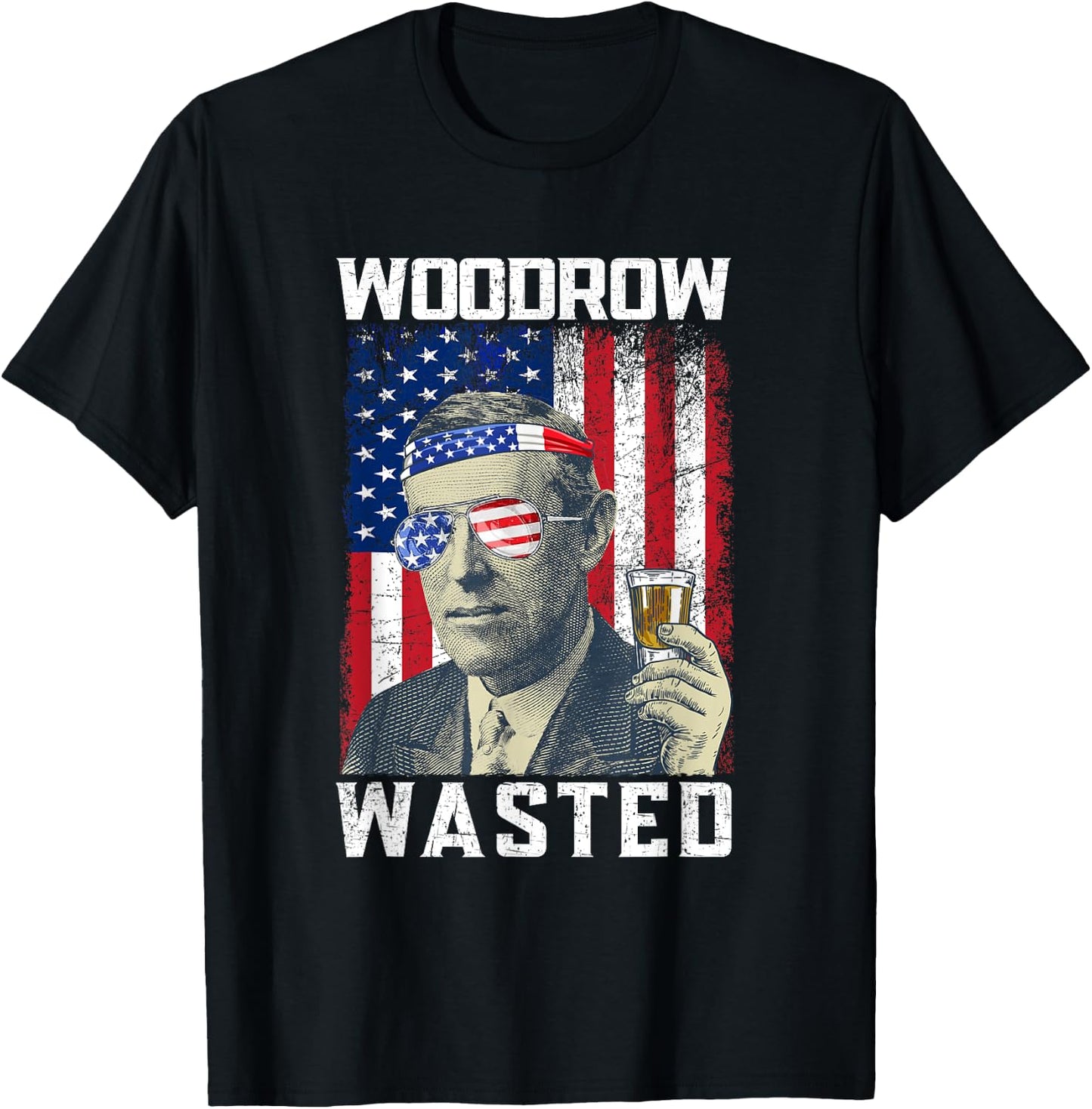 Woodrow Wasted 4th July Woodrow Wilson Drinking Party T-Shirt - T-Shirt | Black