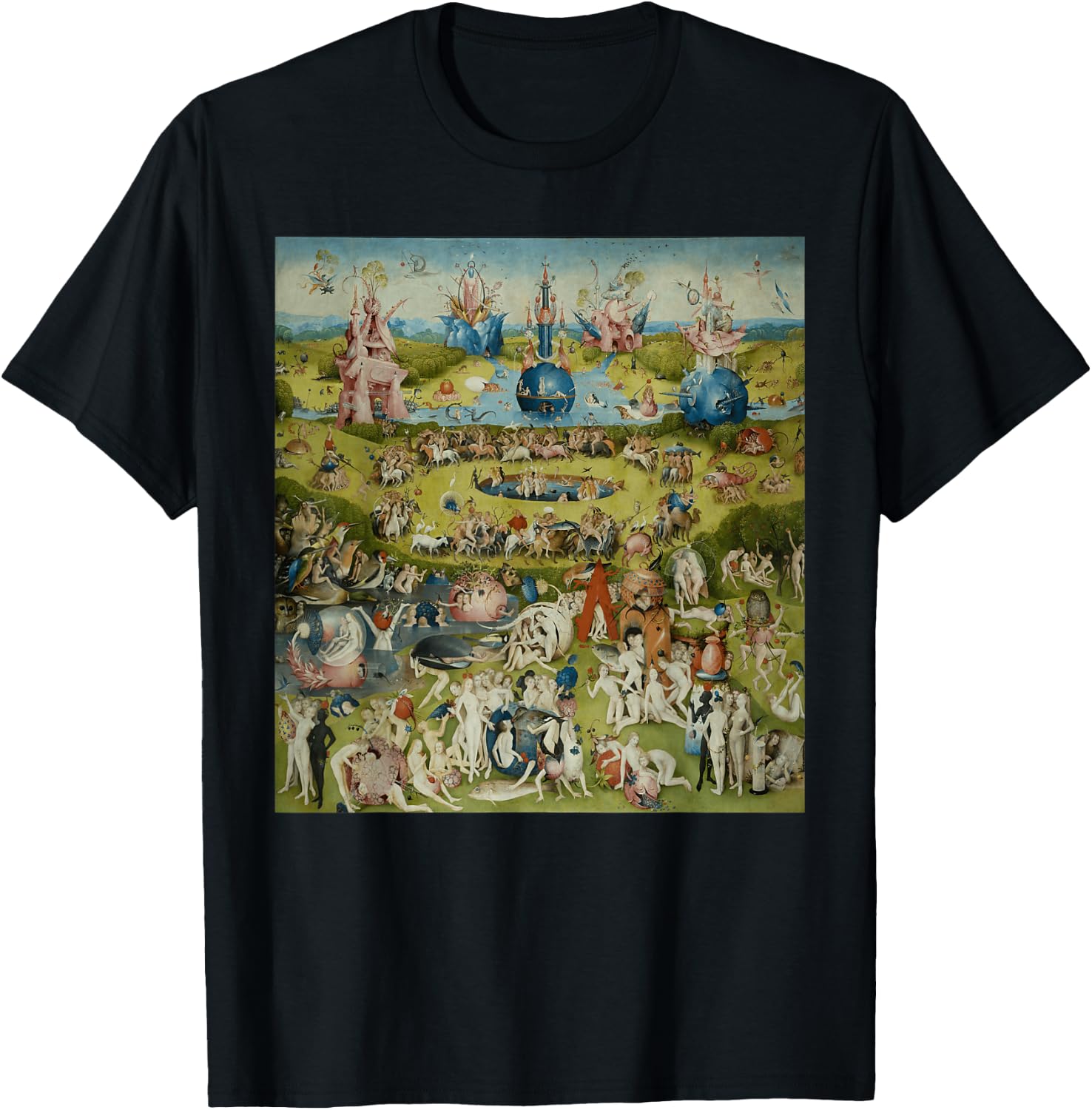 The Garden of Earthly Delights Famous Painting By Bosch T-Shirt - T-Shirt | Black