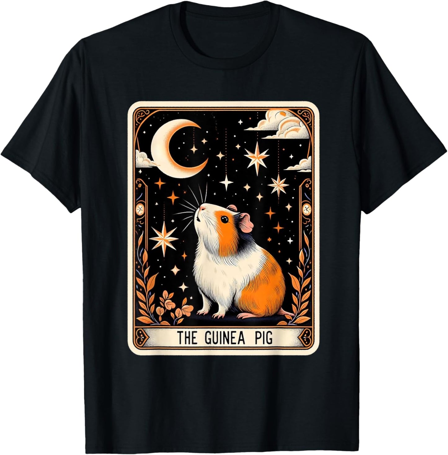 The Guinea Pig Tarot Card Women Men Kids Stars with Moon T-Shirt - T-Shirt | Black